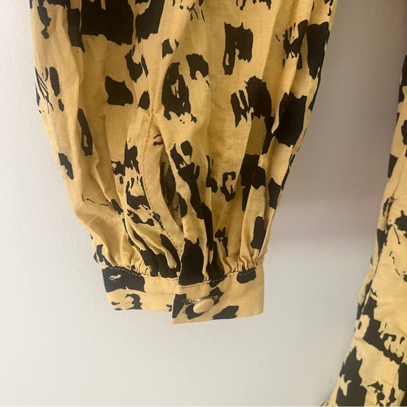 Anine Bing Painterly Leo Peyton Long Sleeve Yellow and Black Mini Dress XXS - Picture 15 of 16